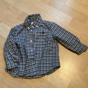 Ralph Lauren green and blue plaid long sleeve button down - 12 months